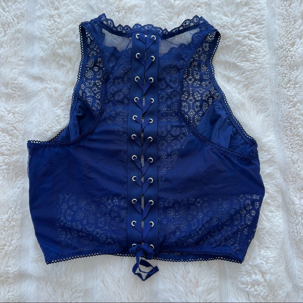 Two piece lace blue lingerie set